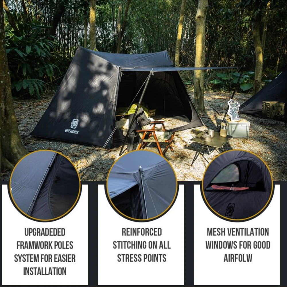 OneTigris Solo Homestead Camping Tent - Black 6 OneTigris Solo Homestead Camping Tent - Black - Image 4