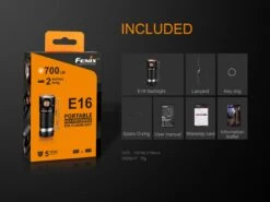 Fenix E16 XP-L Hi Neutral White LED Flashlight BLACK 700 Lumen -Stanley Store Fenix E16 Flashlight Included