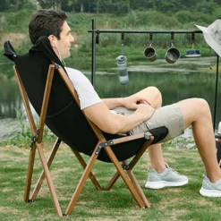 Hewolf Foldable Wooden Chair - Large -Stanley Store HW J2058BIG BLK 04