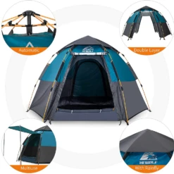 Hewolf 3-5 Person Automatic System Large Outdoor Camping Tent -Stanley Store MON 1789 BLU 8