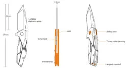 Ruike P138-W Desert Sand Liner Lock G10 Folding Knife 11 Ruike P138-W Desert Sand Liner Lock G10 Folding Knife -Stanley Store diagram of p138
