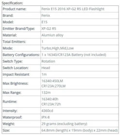 Fenix E15 LED Flashlight (2016 Edition) -Stanley Store spo8 1